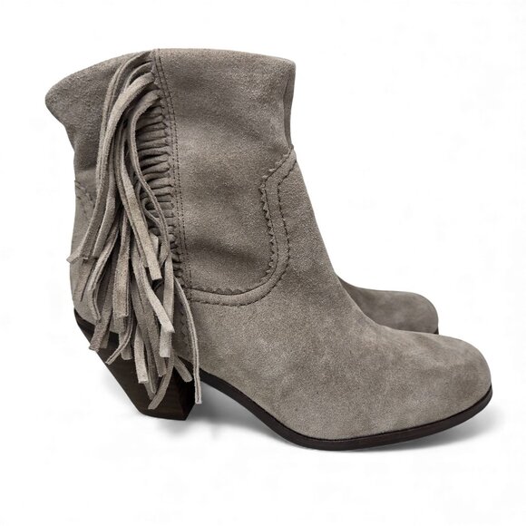 Sam Edelman Louie Suede Heeled Booties Women's Tan Western Fringe Cowgirl 6.5 - Picture 5 of 11